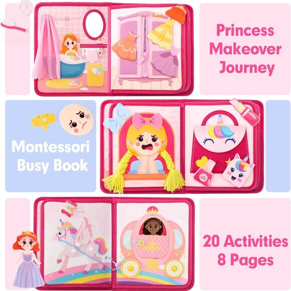 Montessori Toys Pink Princess Makeover Girls Quiet Busy Book(1 set) - Picture 2 of 7